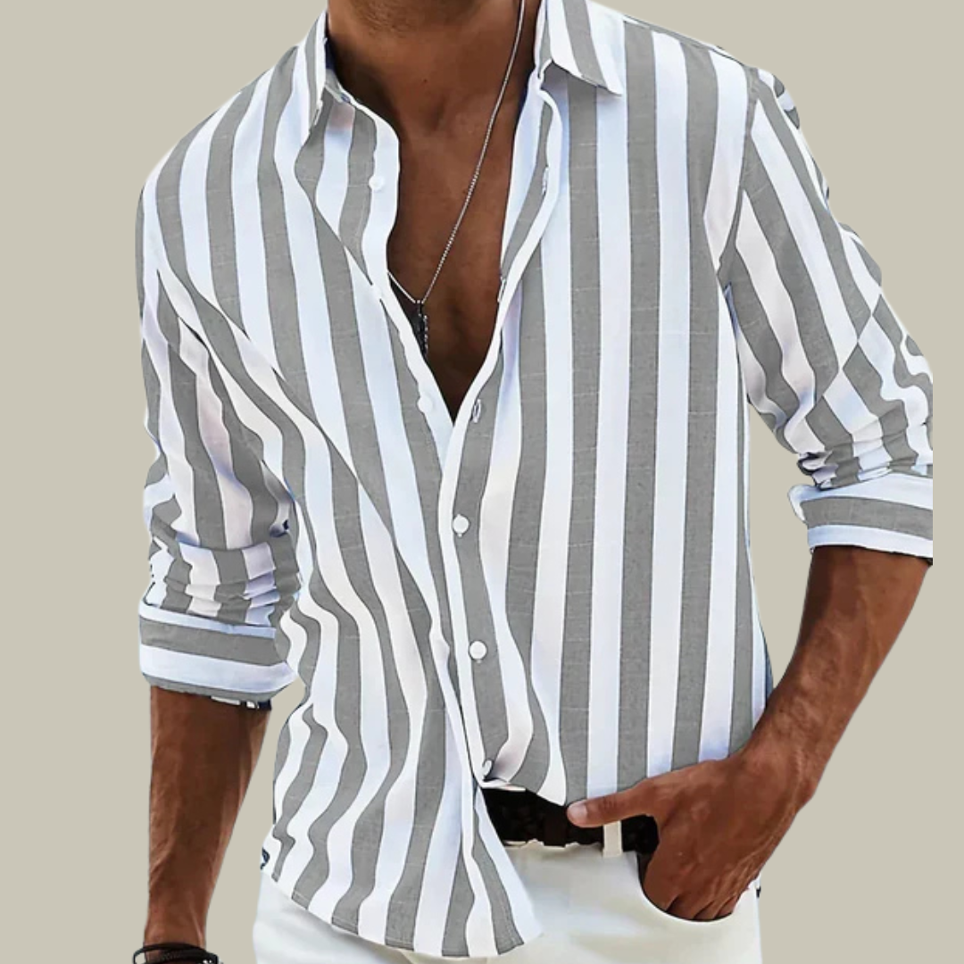 Men’s Vertical Striped Button-Down Shirt