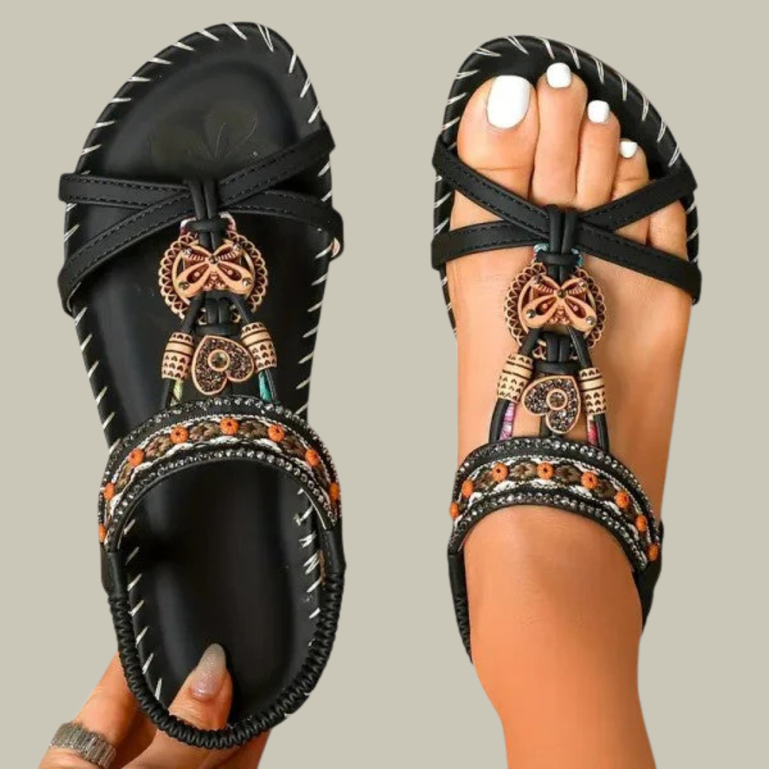 Women's Elegant Boho Open T-Bar Sandals