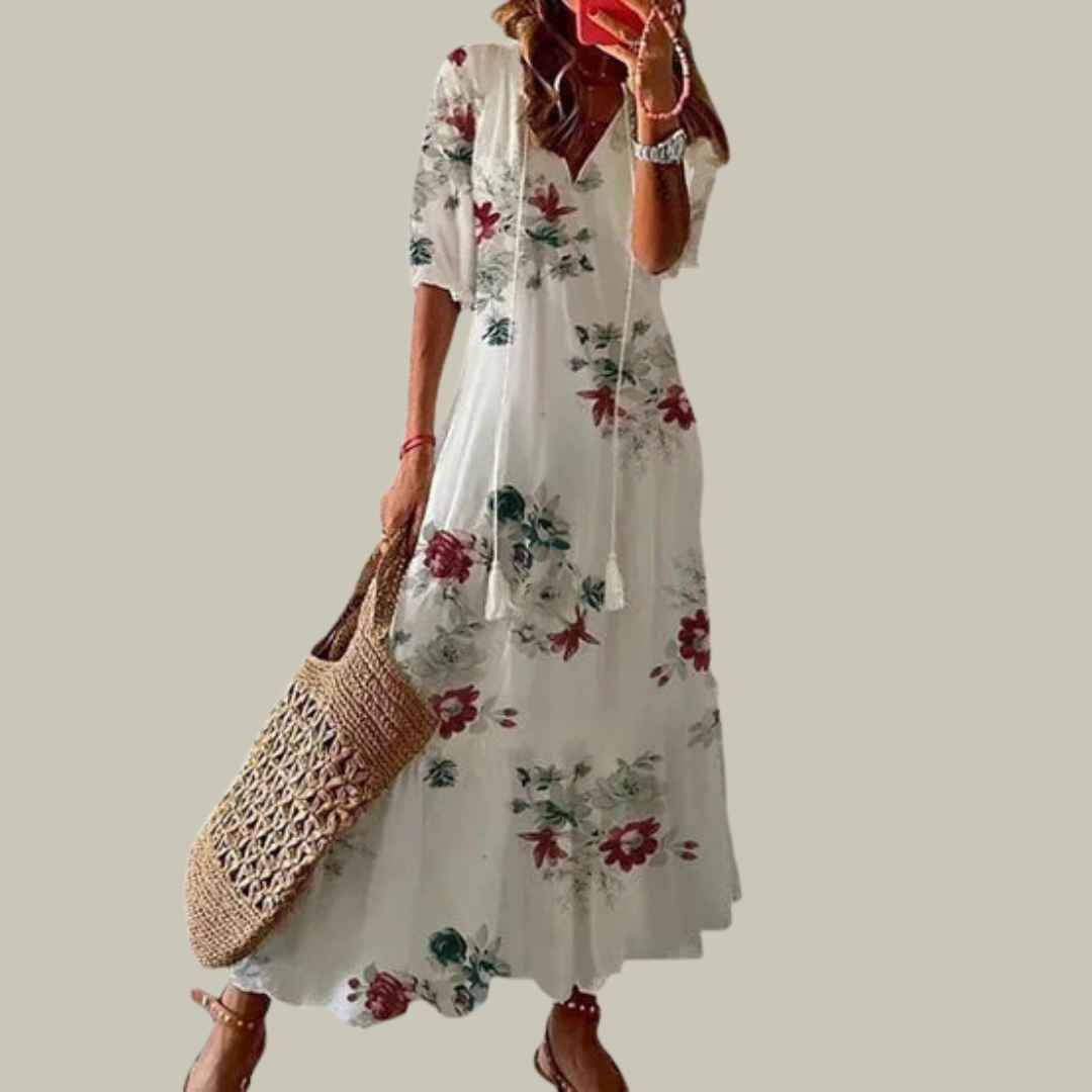 Women's Floral V-Neck Summer Maxi Dress