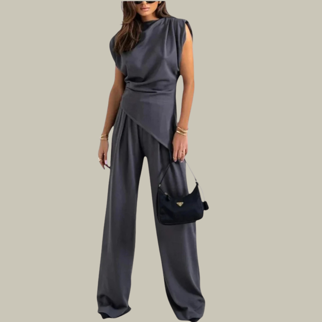 Women's Draped Sleeveless Wide Leg Jumpsuit