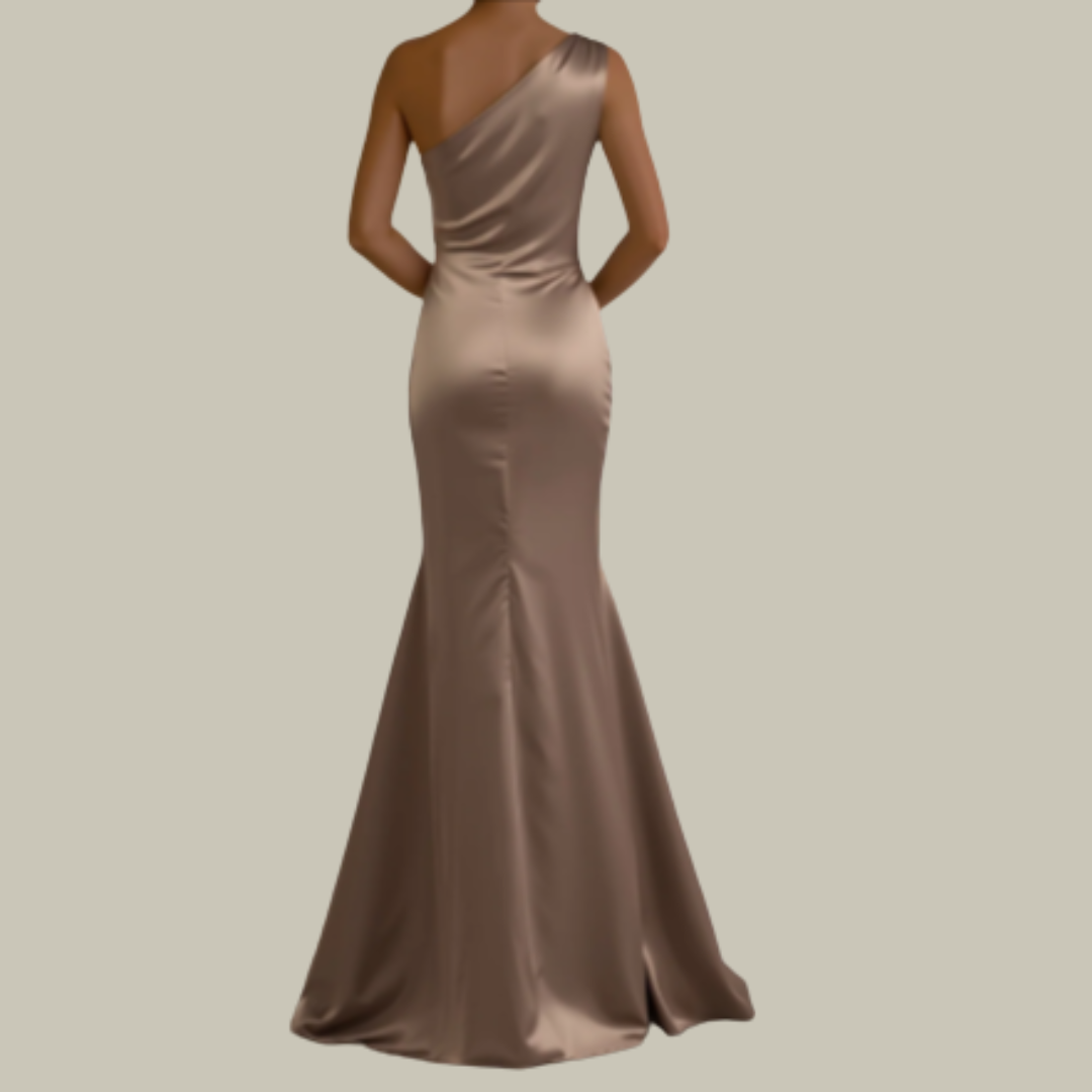 Lyla | One-Shoulder Satin Wedding Evening Gown