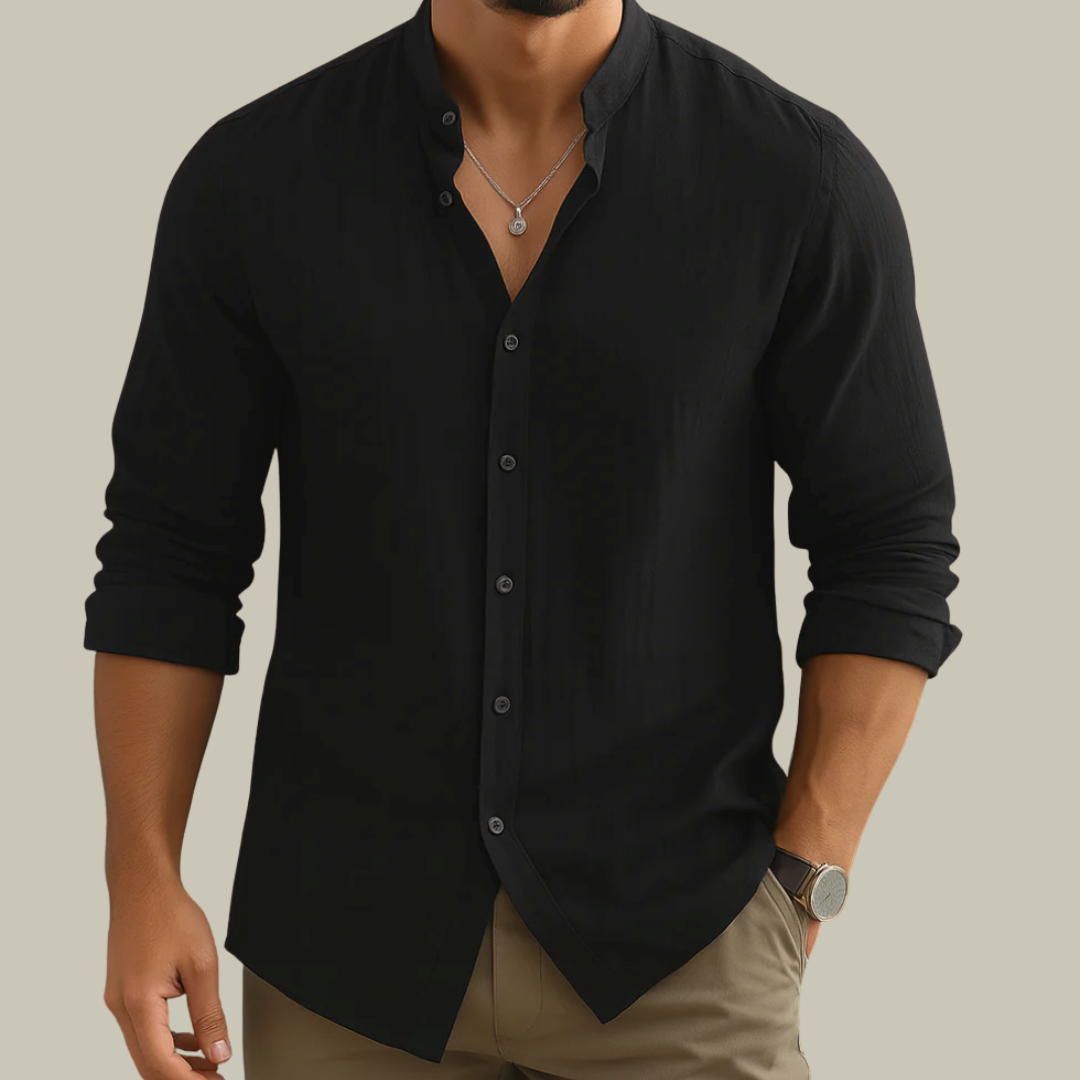 Men's Linen Button Down Shirt Long Sleeve