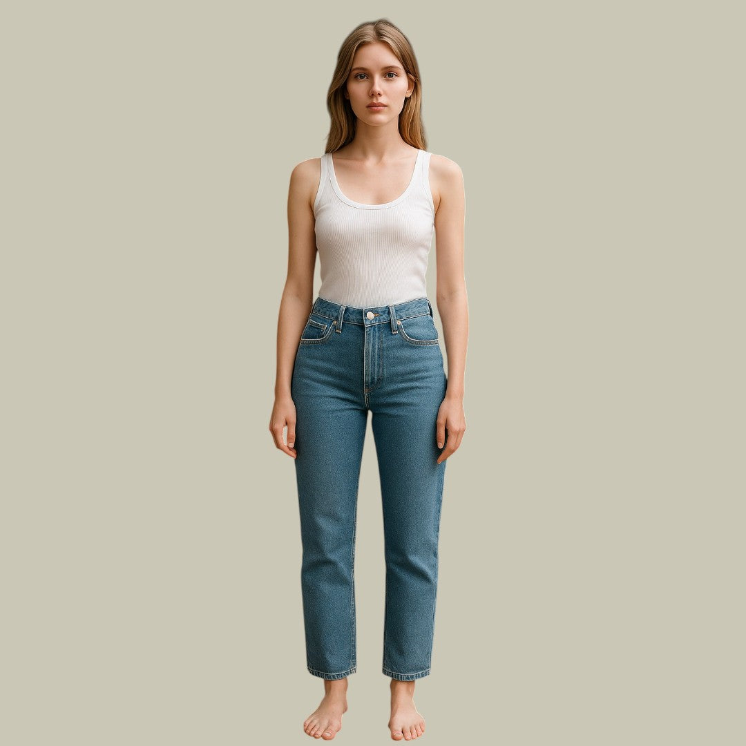 Womens Denim Flared Jeans with Star