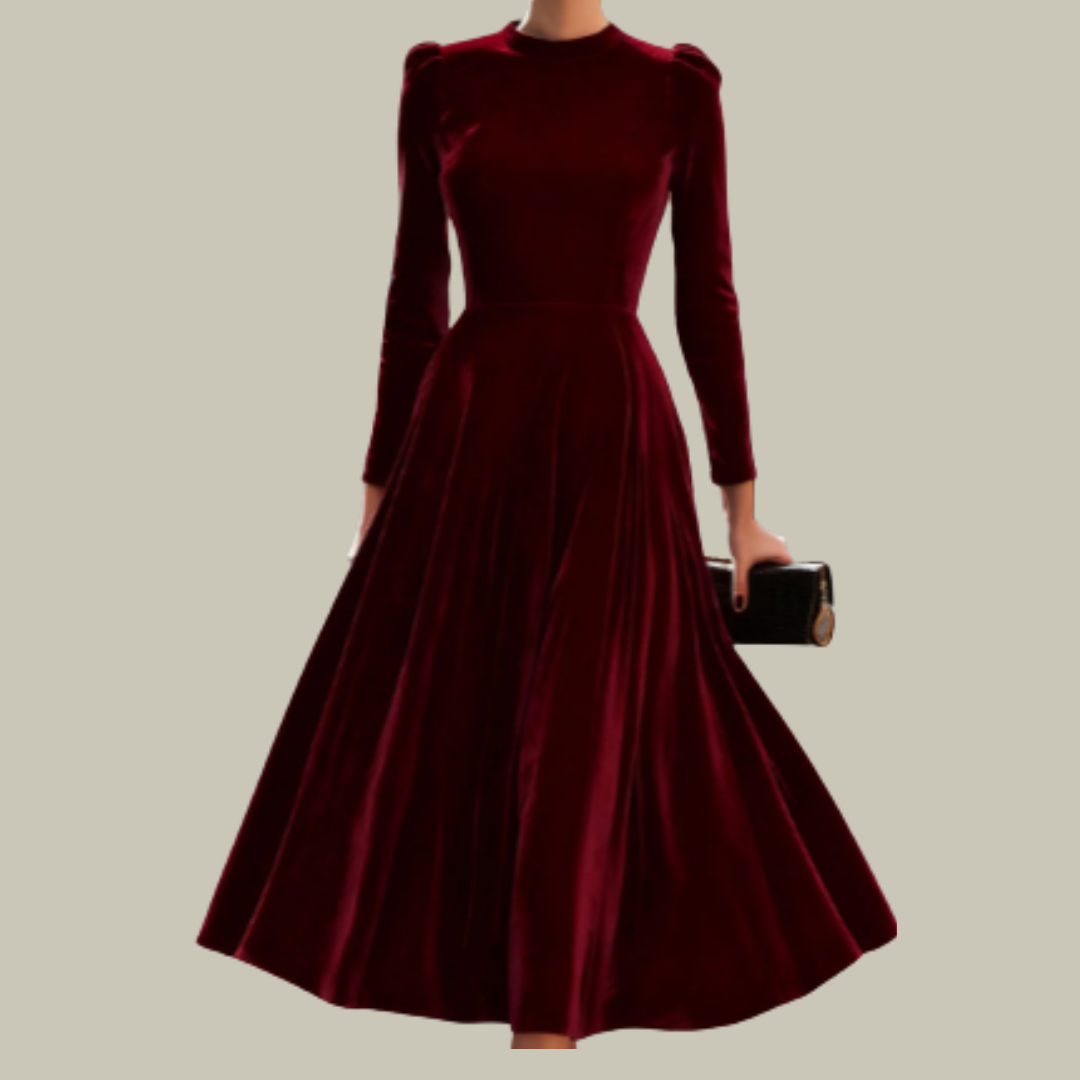 Athena | Elegant Velvet Puff Dress