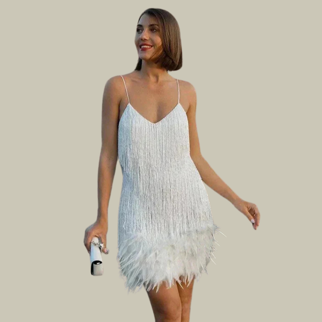 Womens Feather Mini Dress