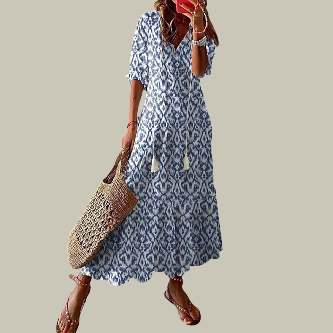 Women's Floral V-Neck Summer Maxi Dress