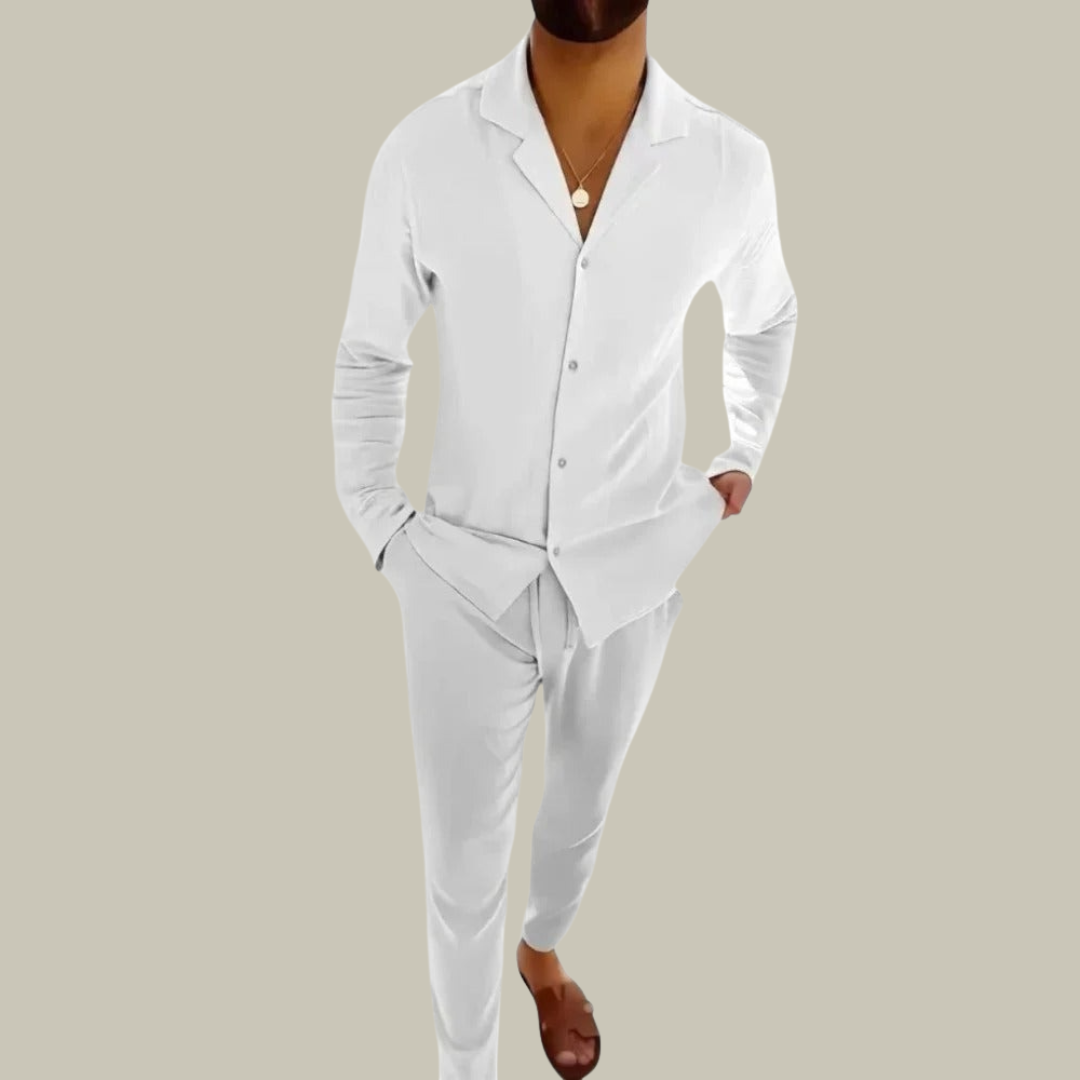 Men's Linen 2-Piece Set Long Sleeve