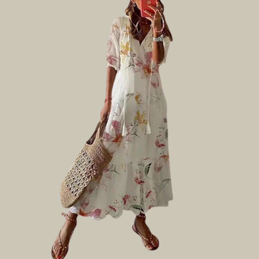 Women's Floral V-Neck Summer Maxi Dress