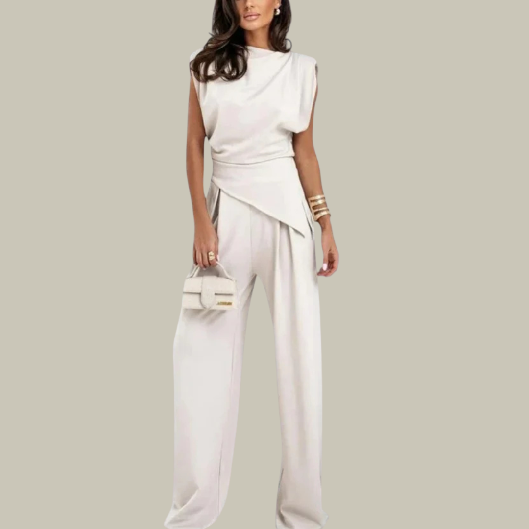 Women's Draped Sleeveless Wide Leg Jumpsuit