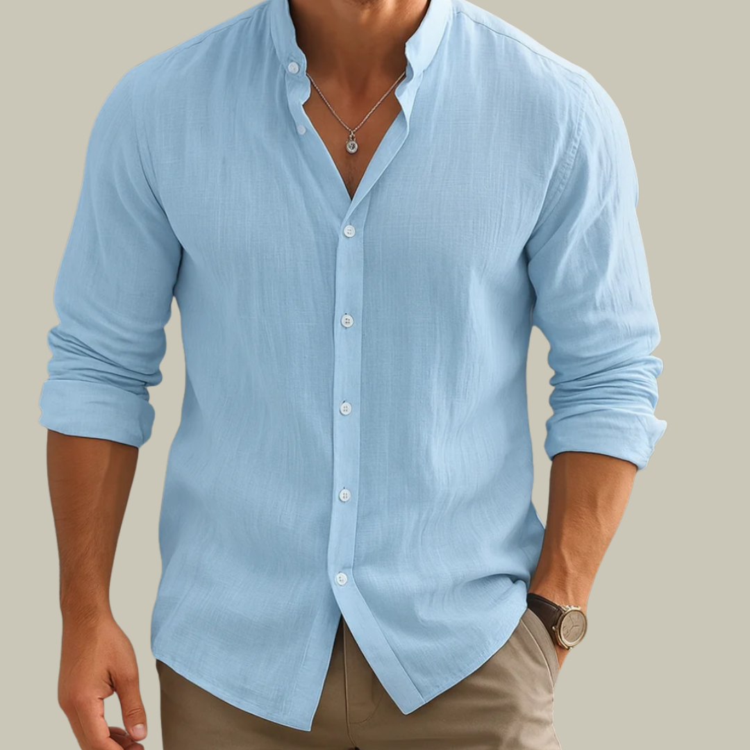 Men's Linen Button Down Shirt Long Sleeve