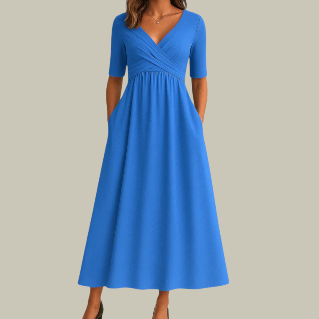 Women's Elegant Pleated Ruffle Dress