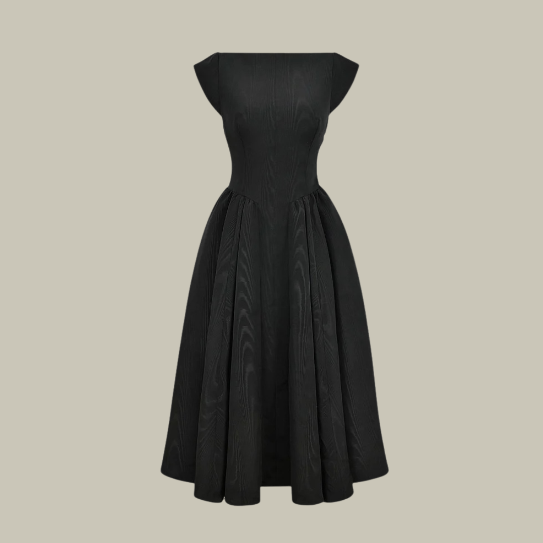Women's Elegant Black Backless Midi Dress