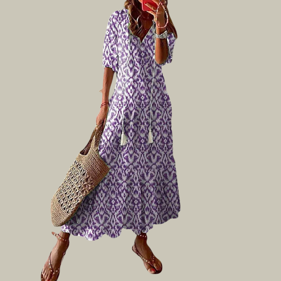 Women's Floral V-Neck Summer Maxi Dress