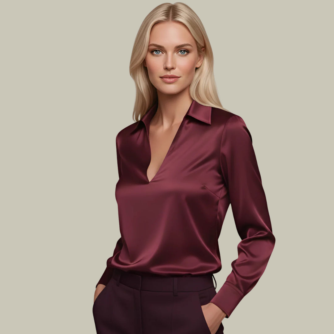 Women's Satin Long Sleeve Blouse Elegant