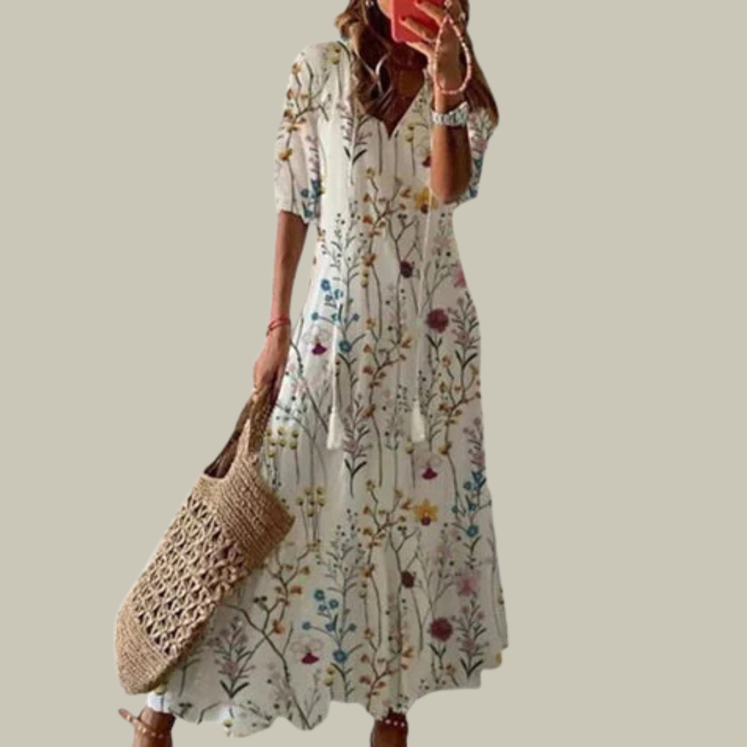 Women's Floral V-Neck Summer Maxi Dress