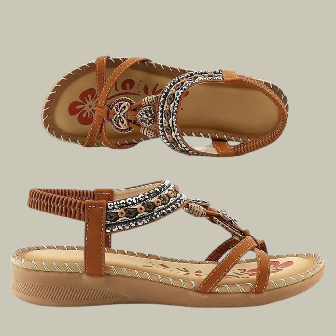 Women's Elegant Boho Open T-Bar Sandals