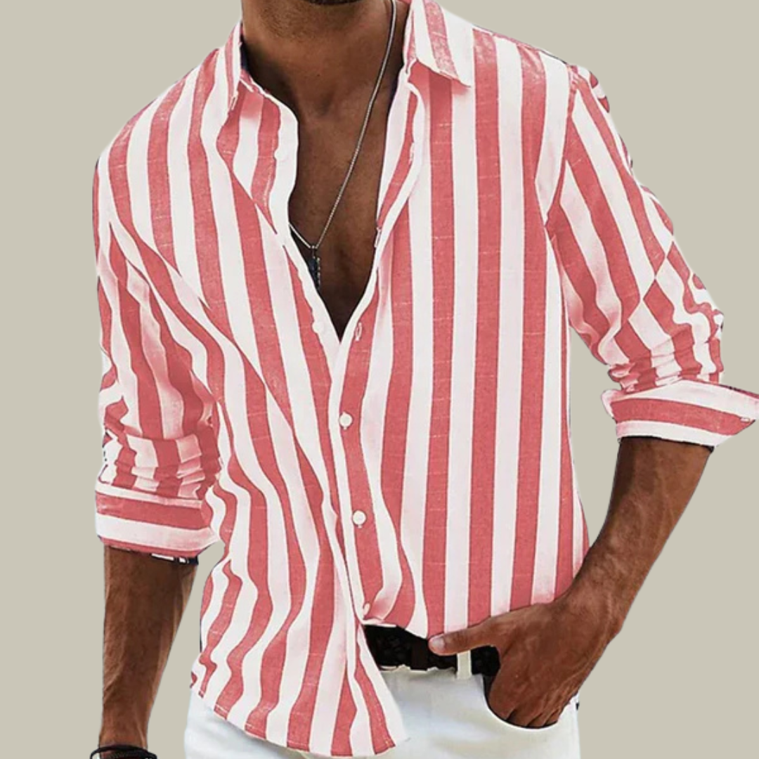 Men’s Vertical Striped Button-Down Shirt