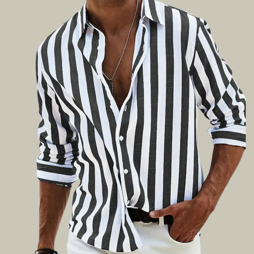 Men’s Vertical Striped Button-Down Shirt
