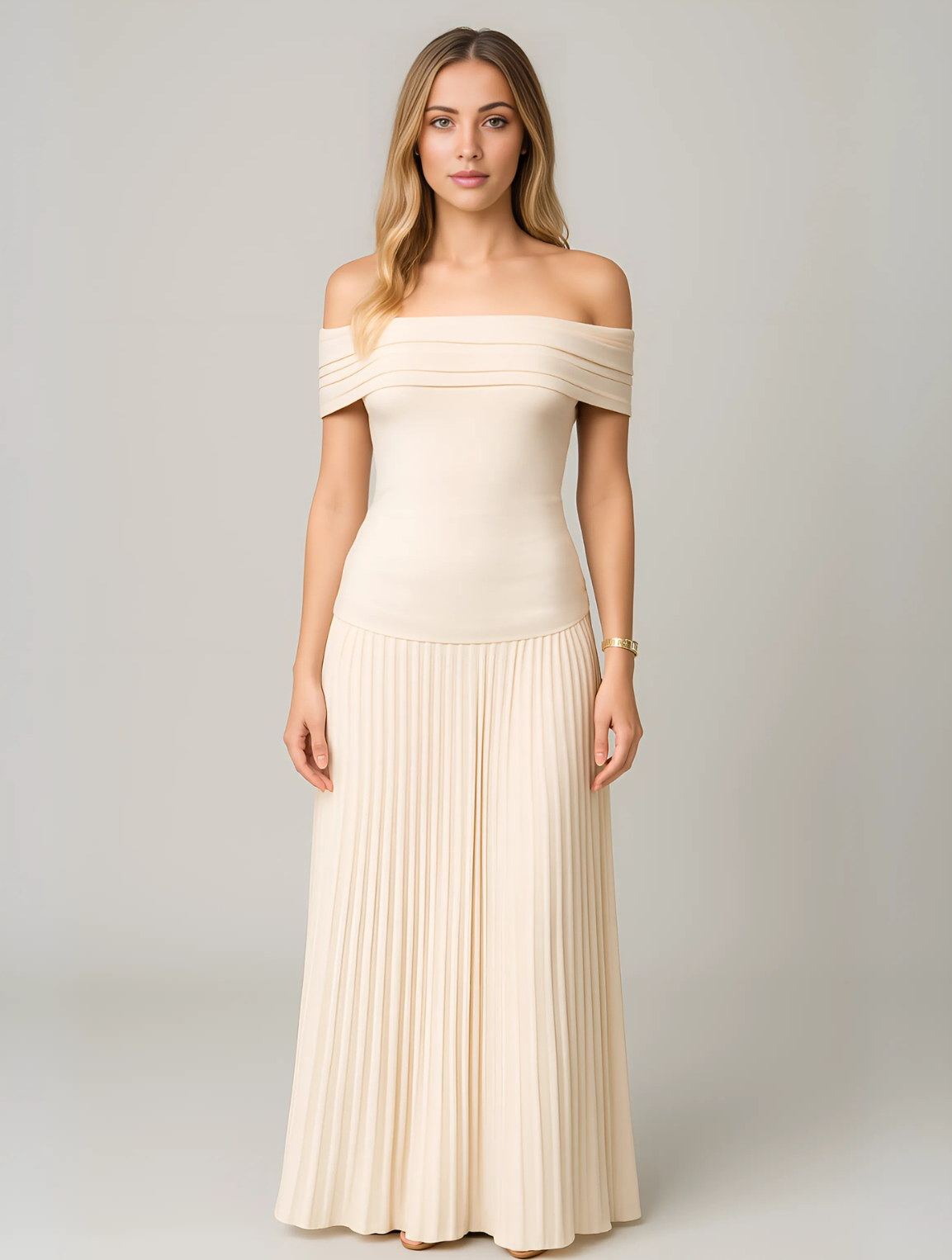 Arden | Women's Wedding Guest Pleated Maxi Dress 0