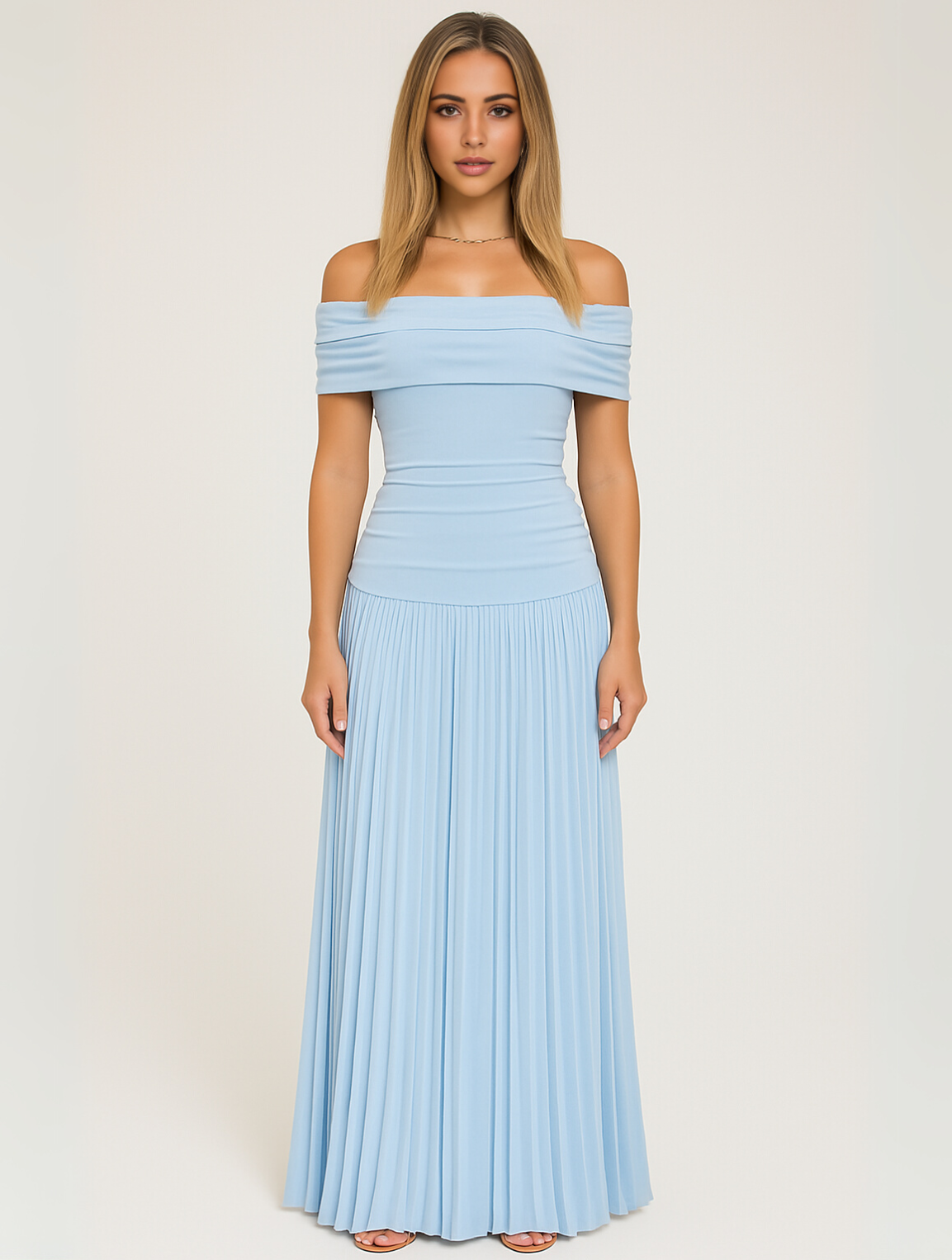 Arden | Women's Wedding Guest Pleated Maxi Dress 4
