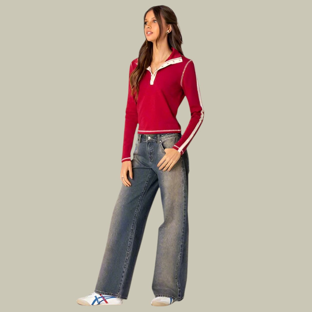 Womens Low-Waist Denim Jeans