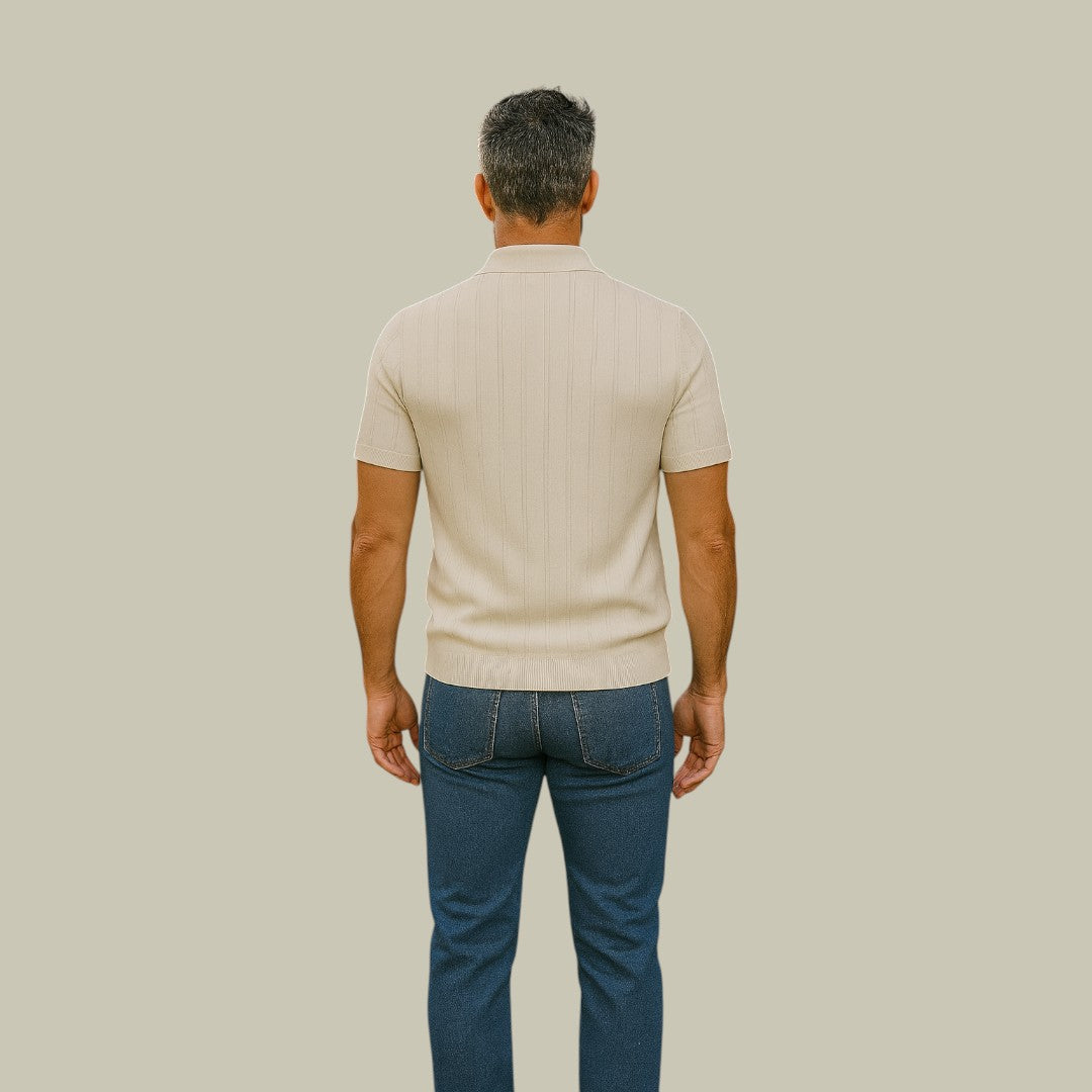 Mens Polo Ribbed Knitted