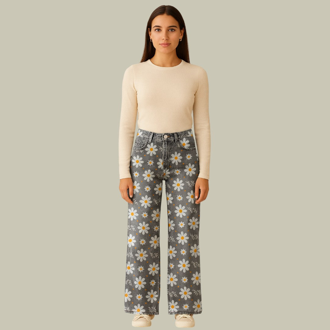 Womens Pants Jeans With Flowers