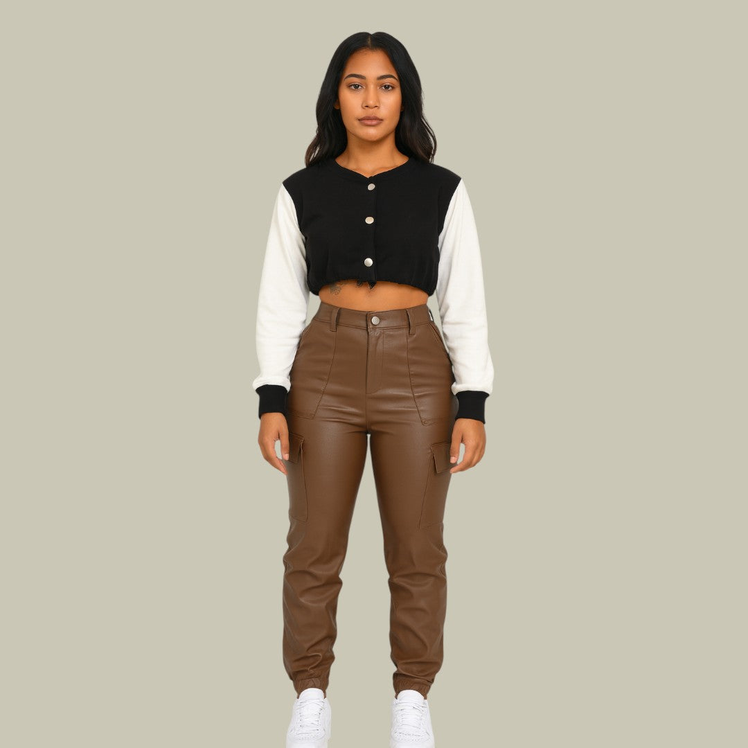 Womens Cargo Pants Leather