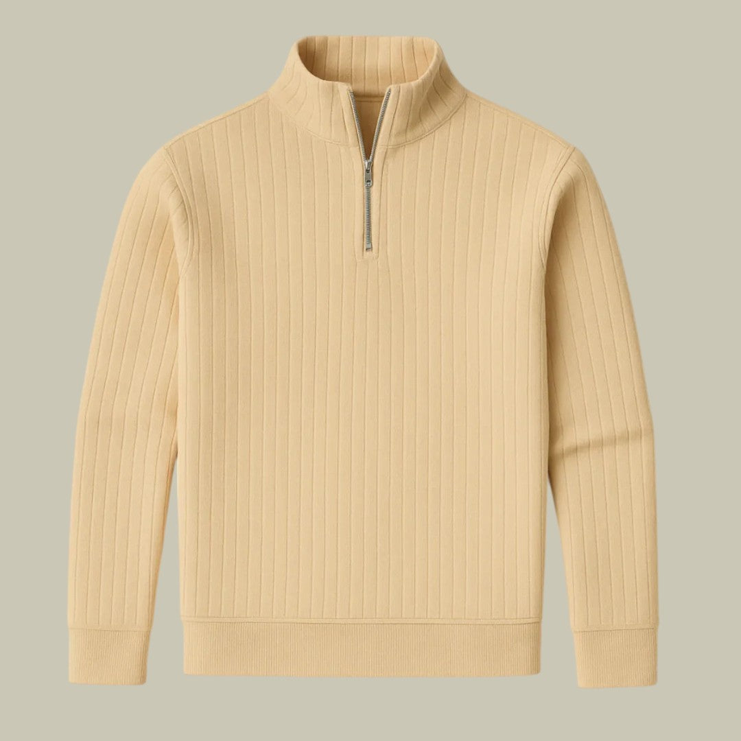 Mens Half Zipper Sweater Ribbed