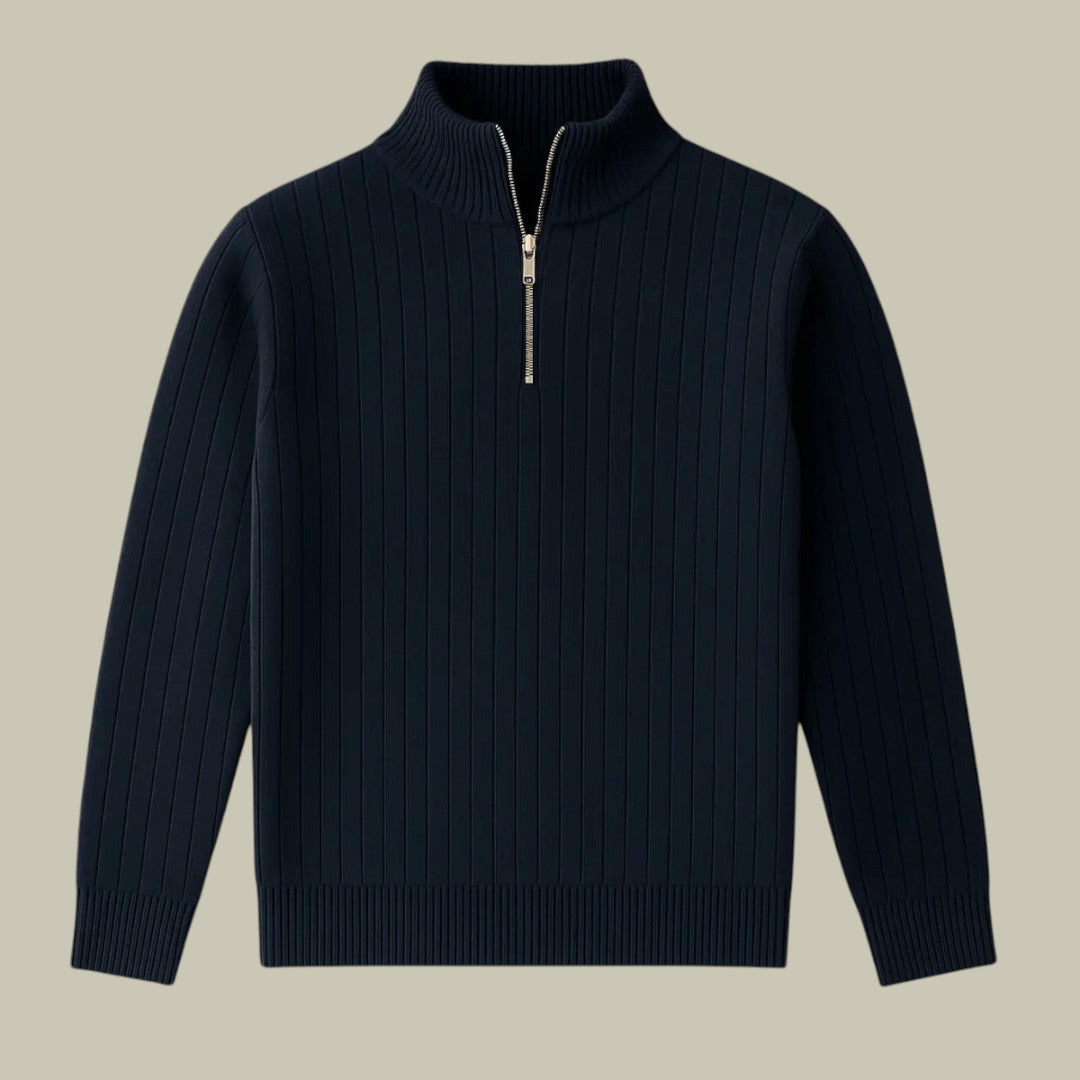 Mens Half Zipper Sweater Ribbed