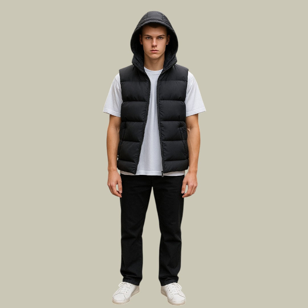 Mens Padded Hooded Bodywarmer