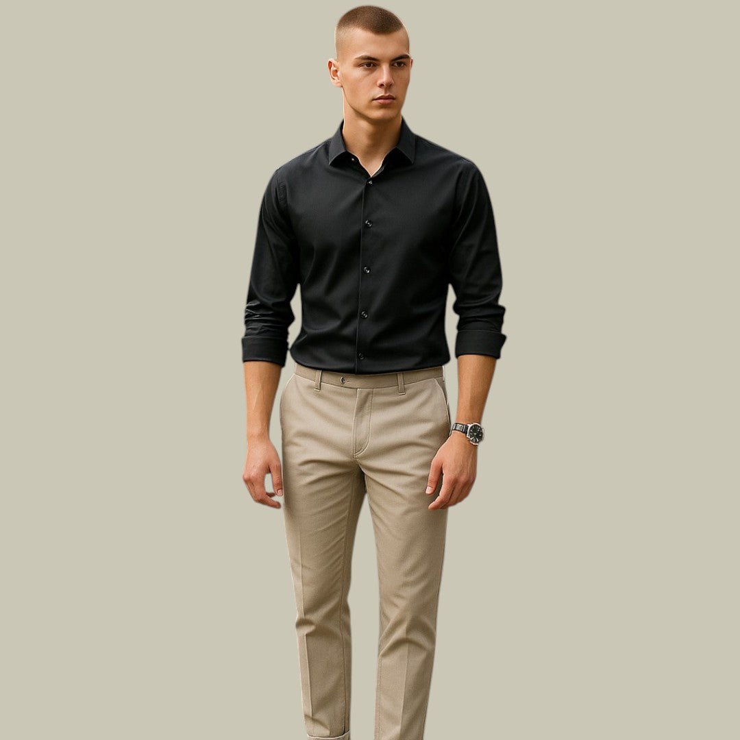 Mens Formal Business Silk Shirt