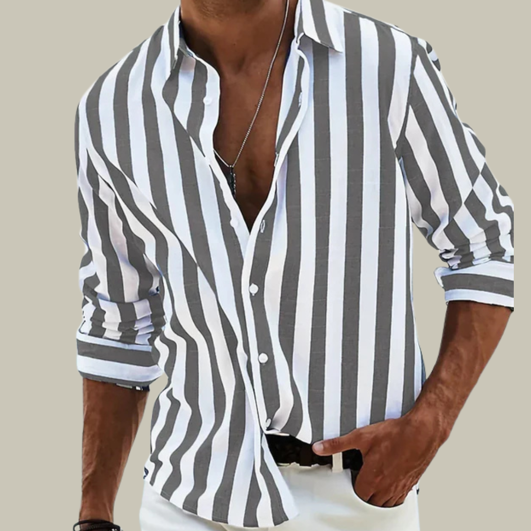 Men’s Vertical Striped Button-Down Shirt