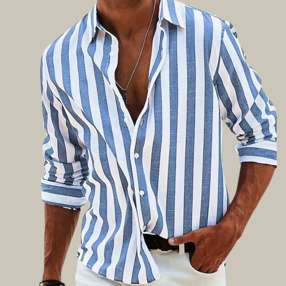 Men’s Vertical Striped Button-Down Shirt