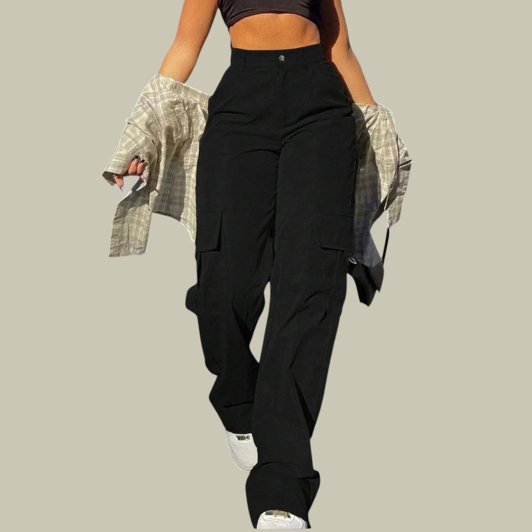 Womens High Waist Cargo Pants