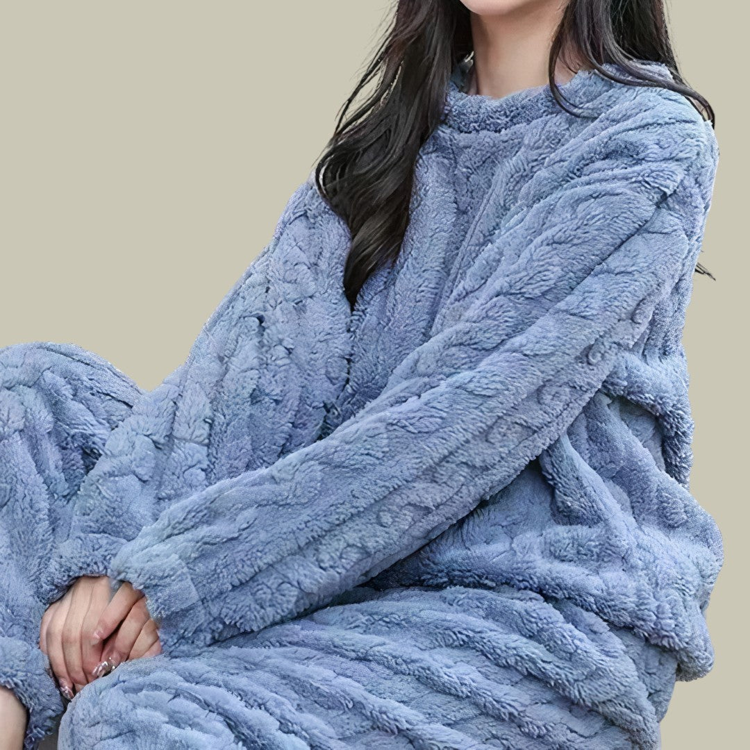 Womens Warm Fleece Pajama Set