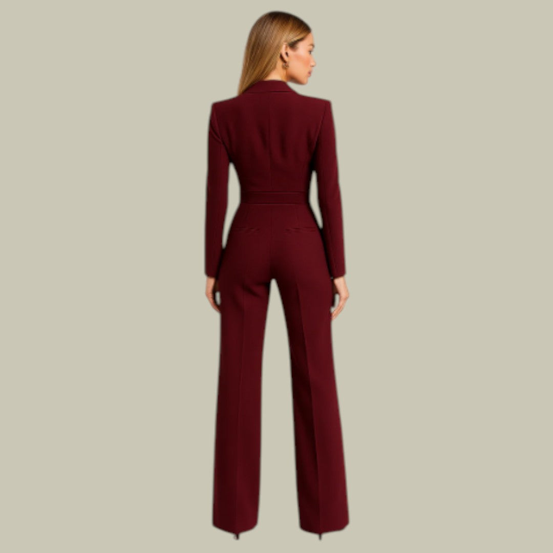 Womens V-Neck Wide-Leg Jumpsuit