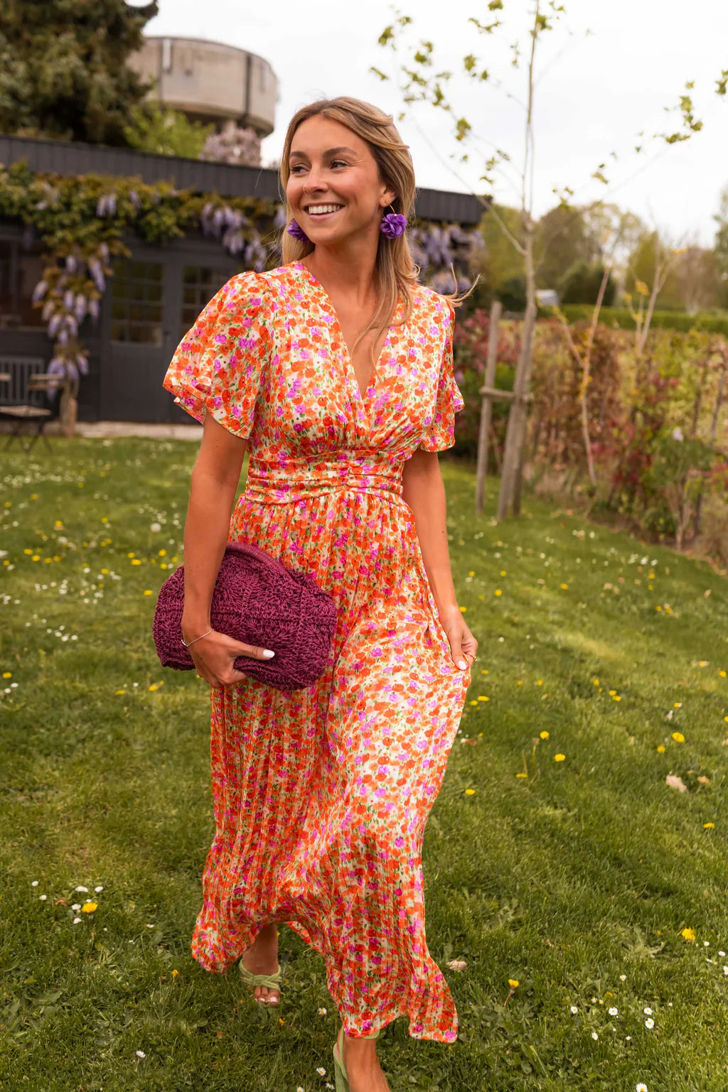 Women's Long Dress | Colorful Floral Print | Defined Waist & Flowy Summer Cut 1