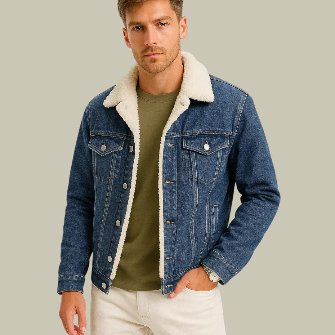 Mens Fleece Denim Jacket