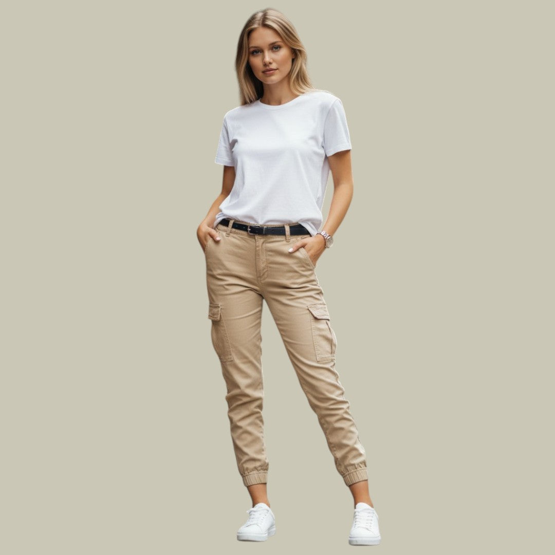 Womens High-Waisted Cargo Pants