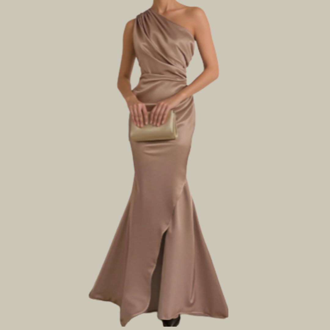 Lyla | One-Shoulder Satin Wedding Evening Gown