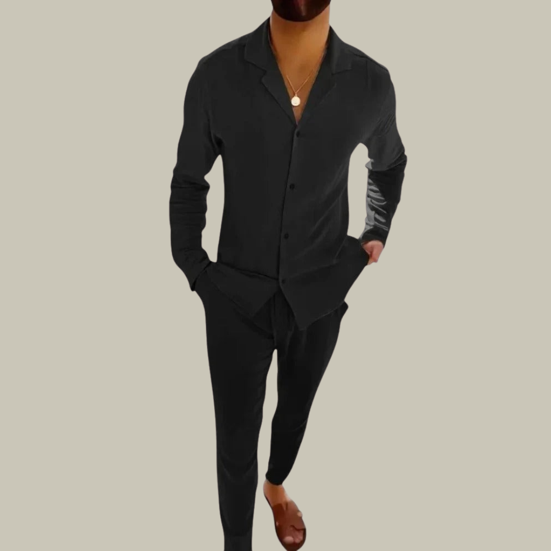 Men's Linen 2-Piece Set Long Sleeve