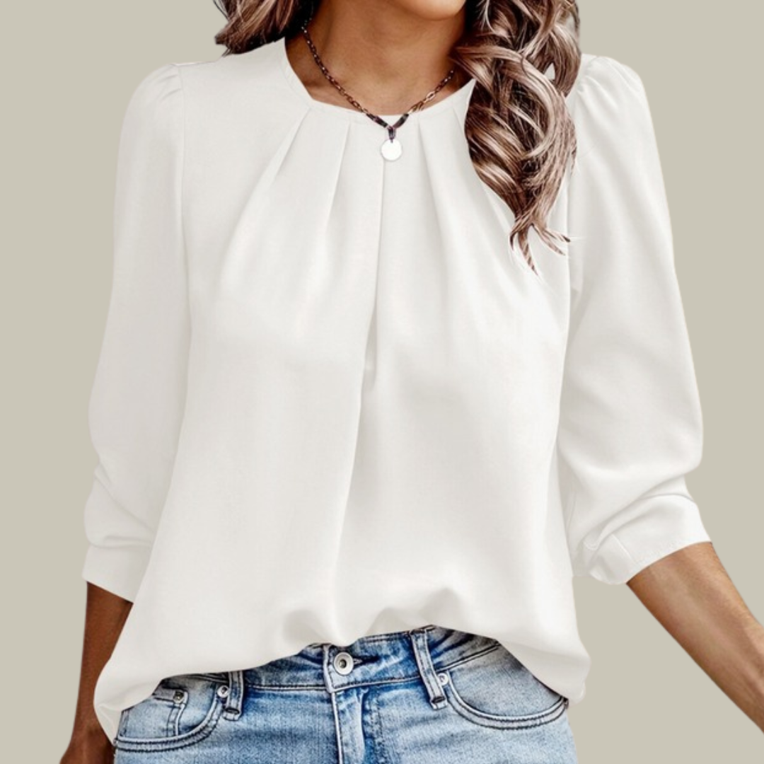 Women’s Pleated Round-Neck Blouse