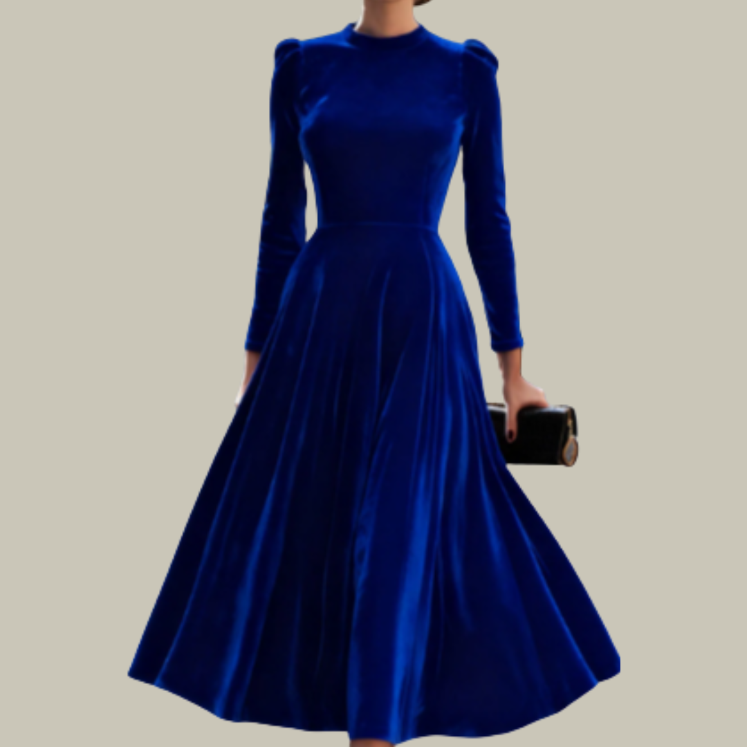 Athena | Elegant Velvet Puff Dress
