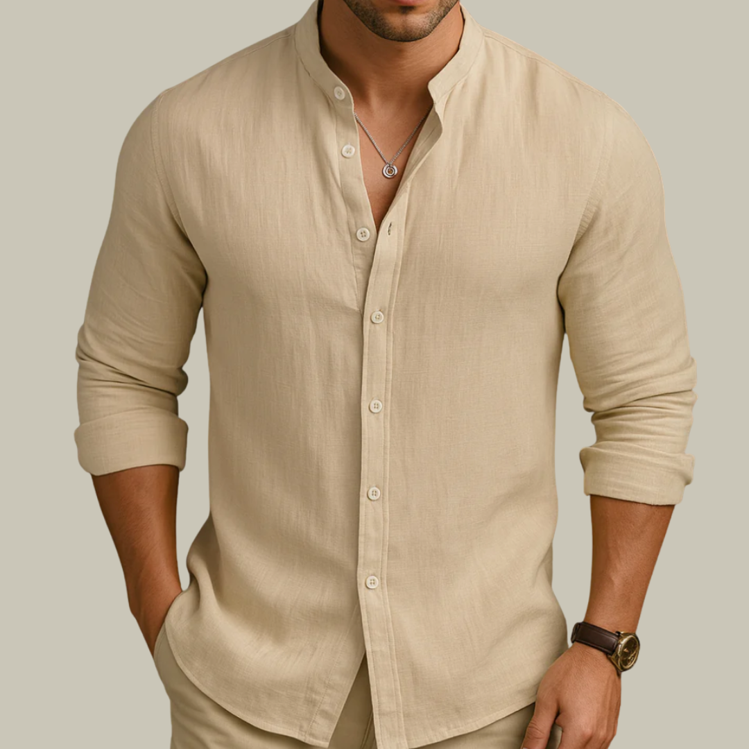 Men's Linen Button Down Shirt Long Sleeve