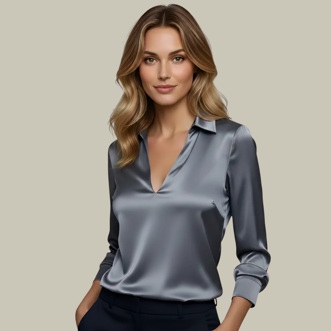 Women's Satin Long Sleeve Blouse Elegant