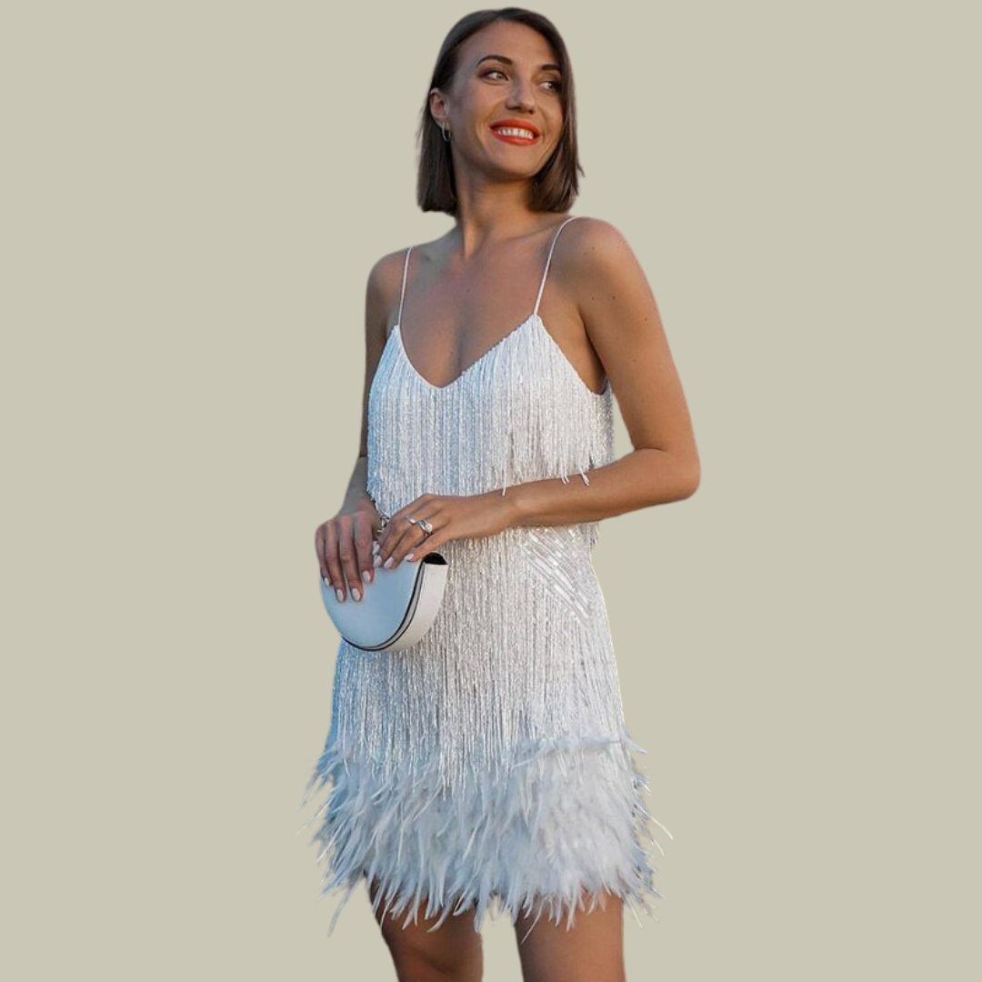 Womens Feather Mini Dress
