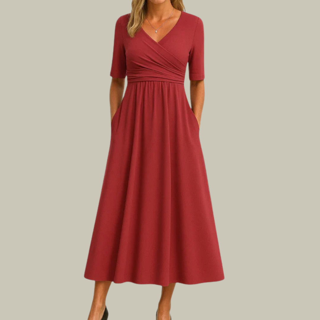 Women's Elegant Pleated Ruffle Dress