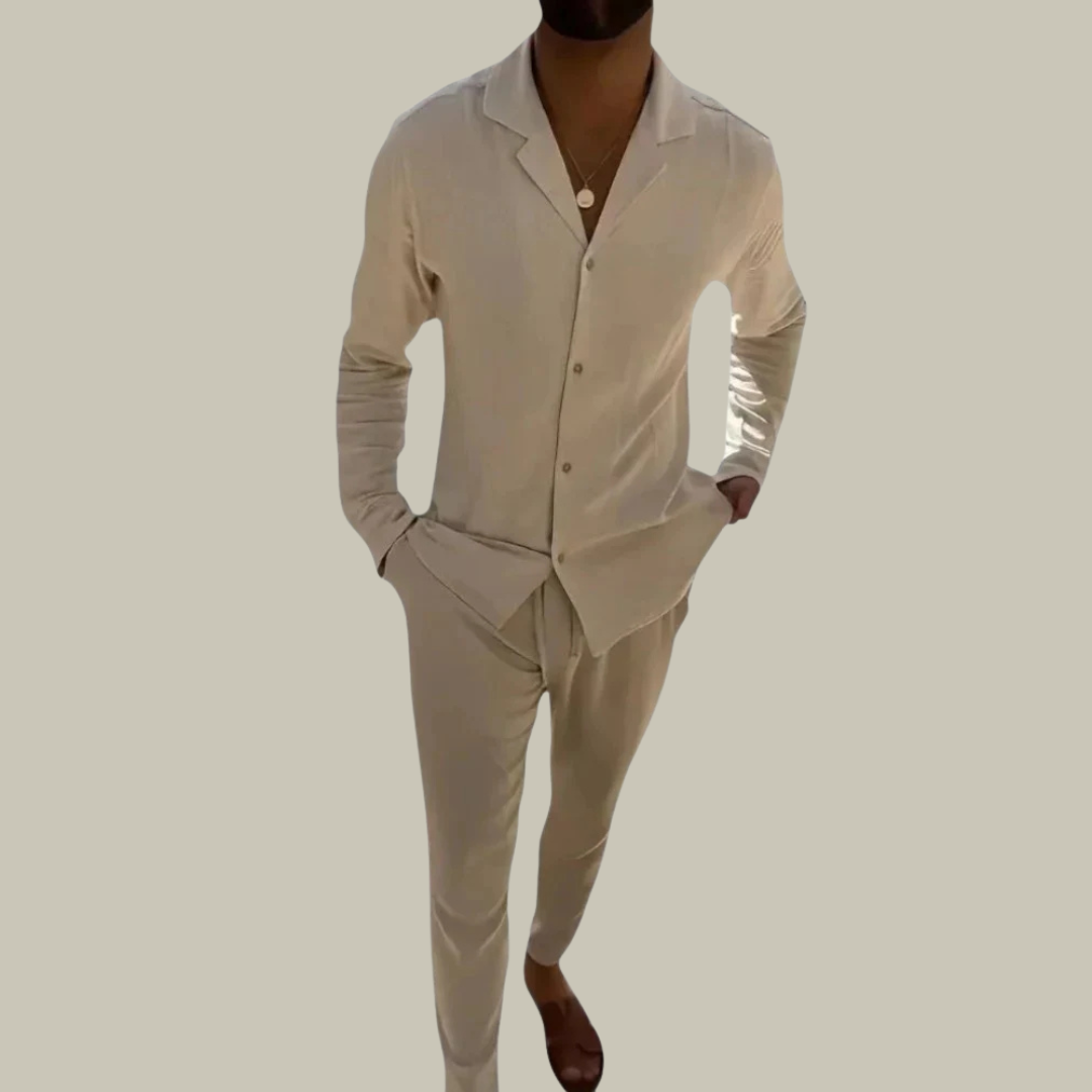 Men's Linen 2-Piece Set Long Sleeve