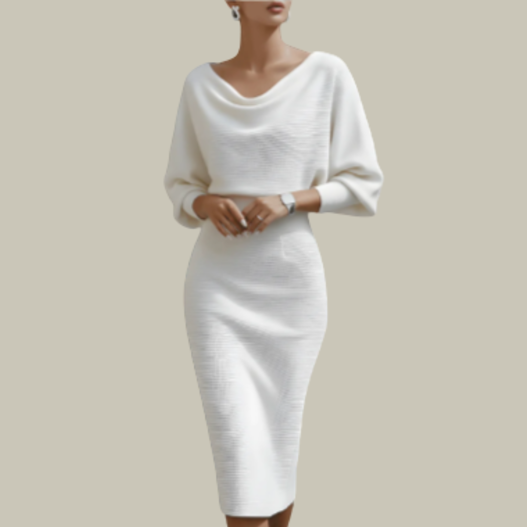 Harriet | Cowl Neck Midi Dress Short Sleeve